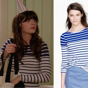 J Crew Artist T Blue White Stripe Boatneck Blouse XS
